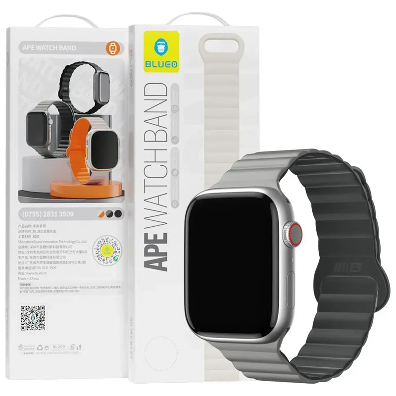 Фото Ремешок BlueO Magnetic Silicone для Apple Watch 42(ser.1-3)/44/45/46/49mm (Grey) на vchehle.ua