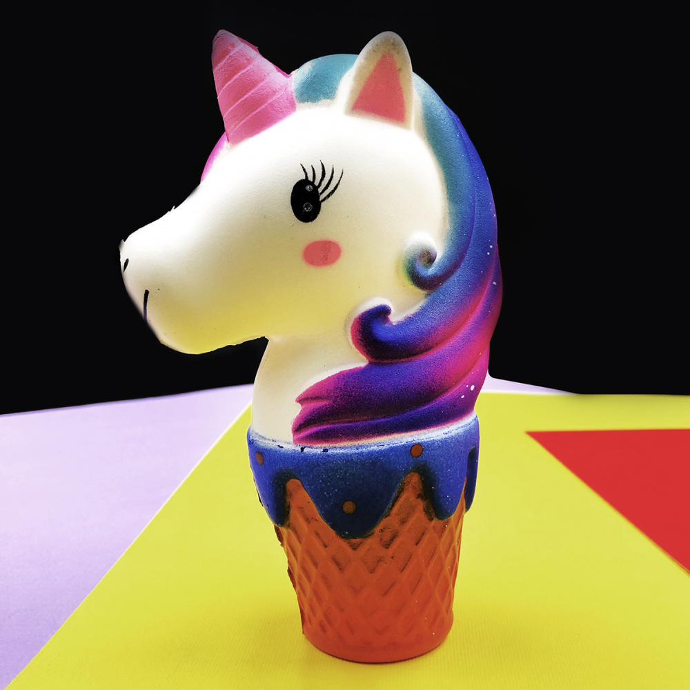 Squishy antistress Ice Cream Unicorn with blue Hair