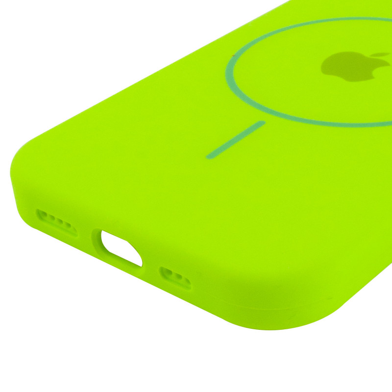 Купити Чохол Silicone Case Full Protective (AA) with Magnetic Safe на Apple iPhone 15 Plus (6.7") (Салатовий / Neon green) на vchehle.ua