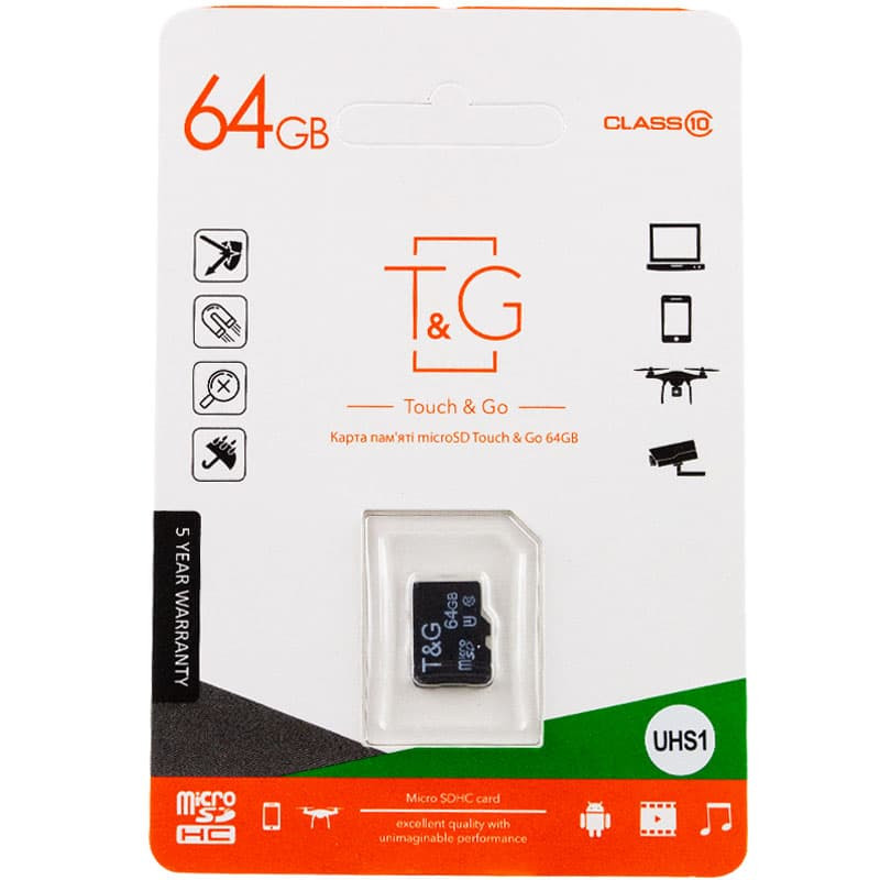 Карта памяти T&G (UHS-1) microSDXC Class 10 - 64GB (без адаптера) (Черный)