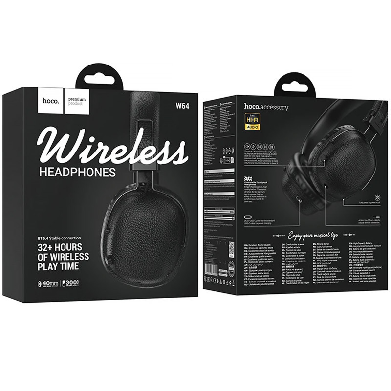Купити Накладні бездротові навушники Hoco W64 Earl II (Black) на vchehle.ua