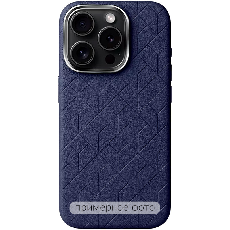 Кожаный чехол Carved with Magnetic Safe для Apple iPhone 16 (6.1") (Blue)