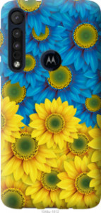 Чехол Жёлто-голубые цветы для Motorola One Macro