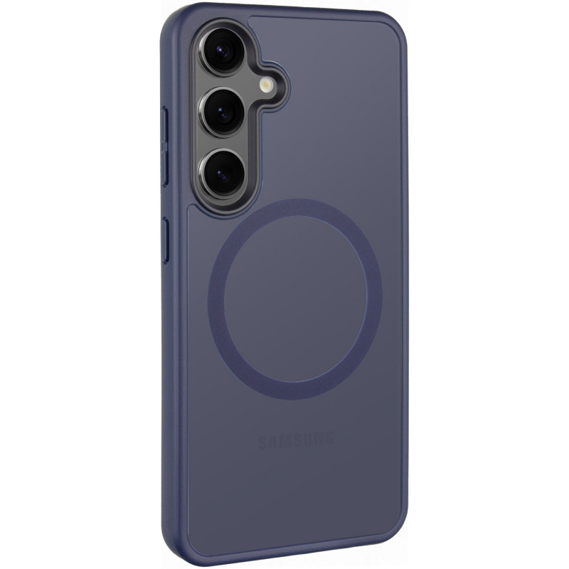 TPU+PC чехол Metal Buttons with Magnetic Safe Colorful для Samsung Galaxy S25 (Синий / Navy Blue)