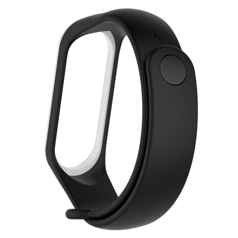 Фото Ремінець Slim line на Xiaomi Mi Band 5 / 6 (Чорний / Білий) на vchehle.ua