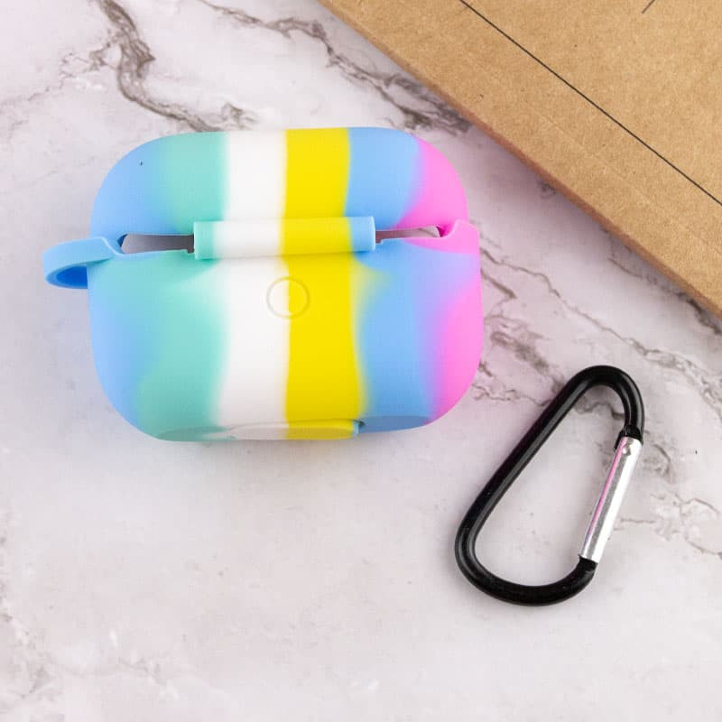 Силиконовый футляр Colorfull для наушников AirPods Pro (Темно-розовый / Голубой) в магазине vchehle.ua