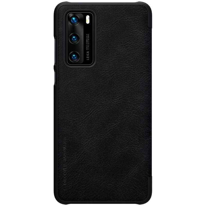 Фото Кожаный чехол-книжка Nillkin Qin Series для Huawei P40 (Черный) на vchehle.ua