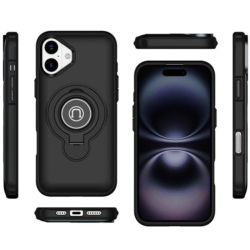 Фото TPU+Textured PC Magnet для Apple iPhone 16 (6.1") (Black) в магазине vchehle.ua