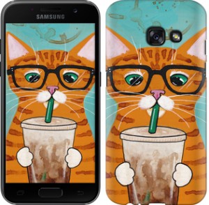Чехол Зеленоглазый кот в очках для Samsung Galaxy A3 (2017)