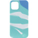 Чехол Silicone case full Aquarelle для Apple iPhone 12 Pro / 12 (6.1") (Бирюзово-белый)