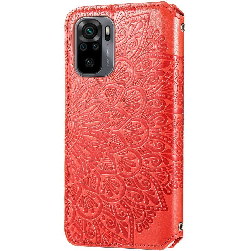 Купити Шкіряний чохол книжка GETMAN Mandala (PU) на Xiaomi Redmi Note 10 / Note 10s (Червоний) на vchehle.ua