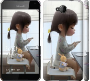 Чехол Милая девочка с зайчиком для Nokia Lumia 650