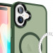Фото TPU+PC чехол Metal Buttons with  Magnetic Safe Colorful для Apple iPhone 16 Plus (6.7") (Зеленый / Dark Green) на vchehle.ua