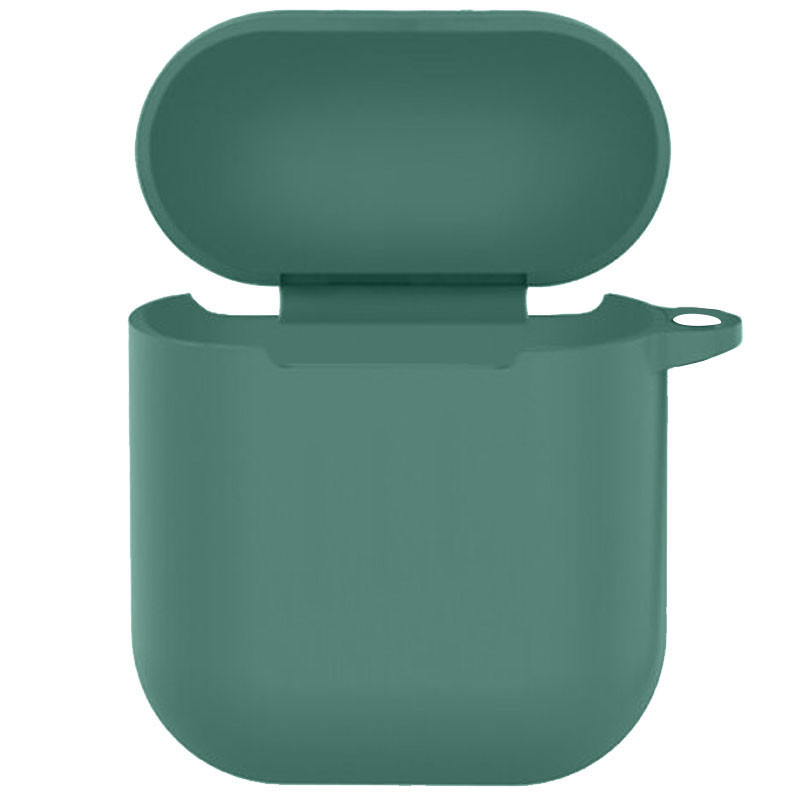 Силиконовый футляр New с карабином для наушников Airpods 1/2 (Зеленый / Pine green)