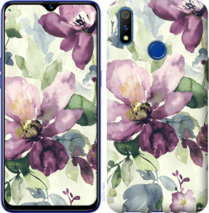 

Чехол Цветы акварелью для Realme 3 Pro 918184