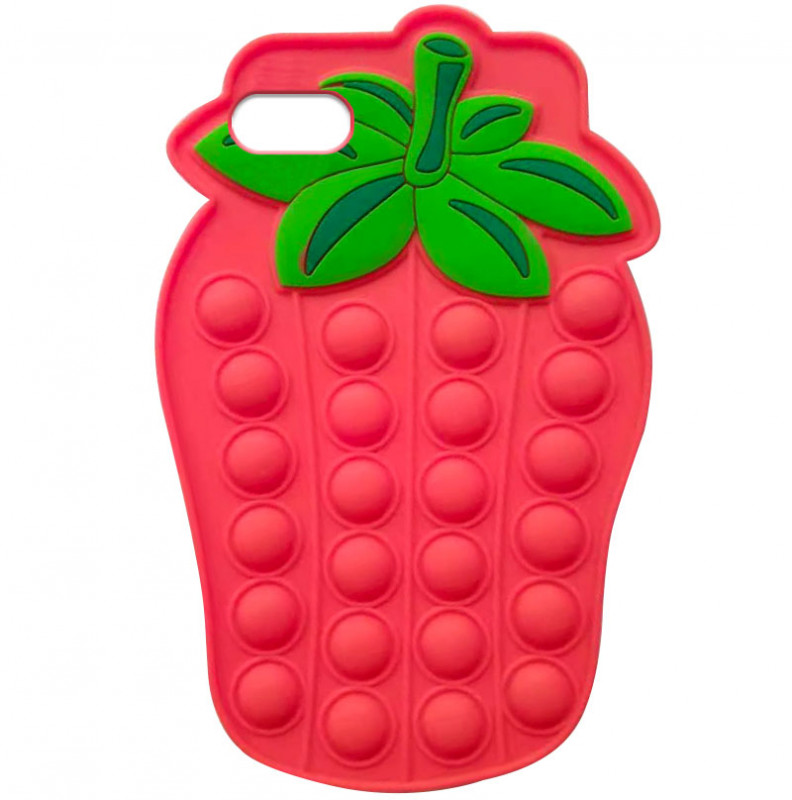 

Фигурный силиконовый 3D чехол-антистресс Pop it Bubble Клубника для iPhone SE (2020) (Красный) 1160156