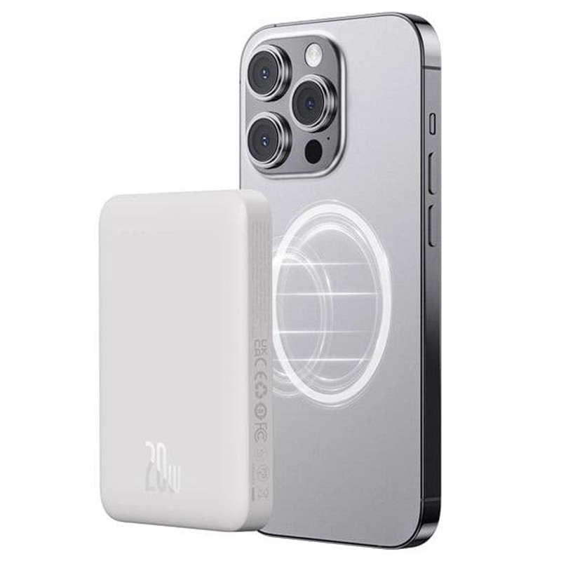 Фото Портативное ЗУ Power Bank Baseus Magnetic Mini Air 20W c БЗУ 10000 mAh P10059001313 (Stellar White) в магазине vchehle.ua