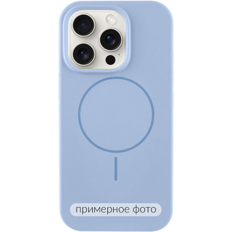 Чехол Silicone Case Full Protective (AA) NO LOGO with Magnetic Safe для Apple iPhone 16 (6.1") (Голубой / Lilac Blue)