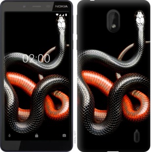 

Чехол Красно-черная змея на черном фоне для Nokia 1 Plus 765258