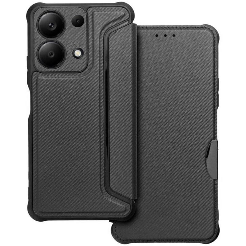 Кожаный чехол книжка GETMAN Razor (PU) для Xiaomi Redmi Note 13 4G (Carbon) в магазине vchehle.ua