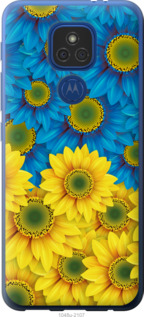 Чехол Жёлто-голубые цветы для Motorola E7 Plus