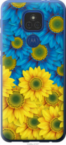 Чехол Жёлто-голубые цветы для Motorola E7 Plus