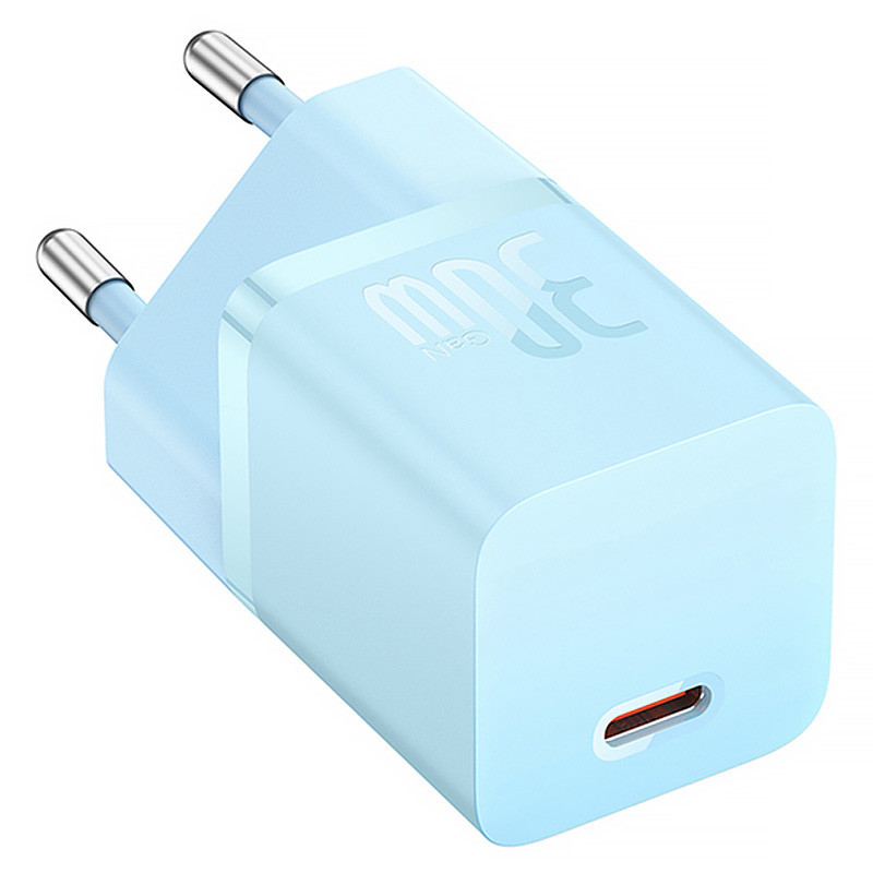 Фото МЗП Baseus GaN5 Fast Charger (mini) 30W (1USB-C) + кабель Type-C to Type-C (P10110902) (Galaxy Blue) на vchehle.ua