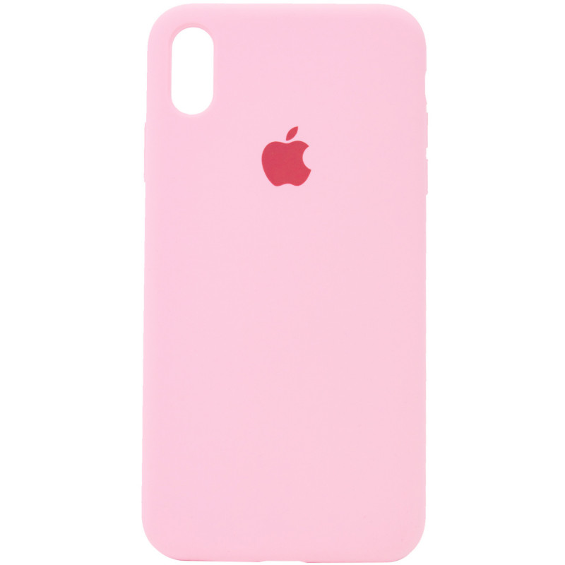 Чехол Silicone Case Full Protective (AA) для Apple iPhone X (5.8") / XS (5.8") (Розовый / Light pink)