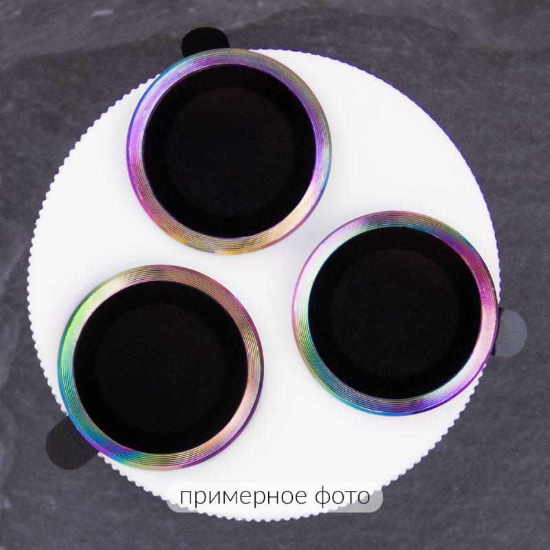 Фото Защитное стекло Metal Classic на камеру (в упак.) для Apple iPhone 17 (6.3") (Сиреневый / Rainbow) на vchehle.ua