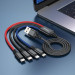 Фото Дата кабель Hoco X76 4in1 Type-C + Type-C + Lightning + MicroUSB (1m) (Black / Red / Blue) на vchehle.ua