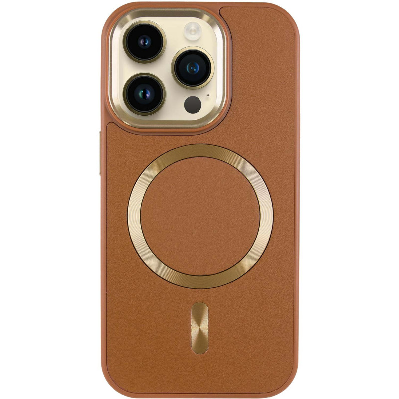 Фото Кожаный чехол SnapCase with Magnetic Safe для Apple iPhone 15 Pro (6.1") (Brown) на vchehle.ua