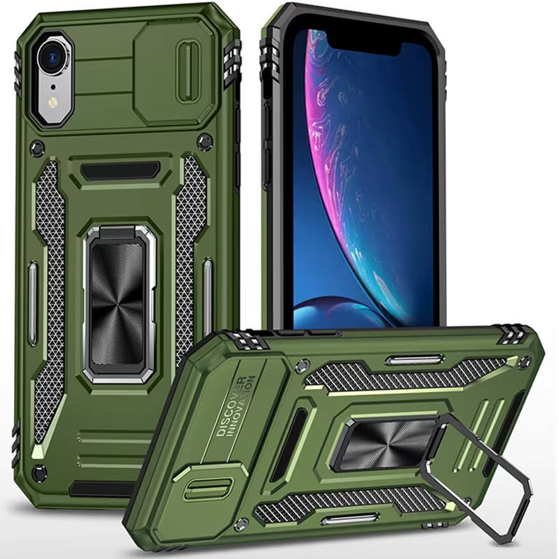 Удароміцний чохол Camshield Army Ring на Apple iPhone XR (6.1") (Оливковий / Army Green)