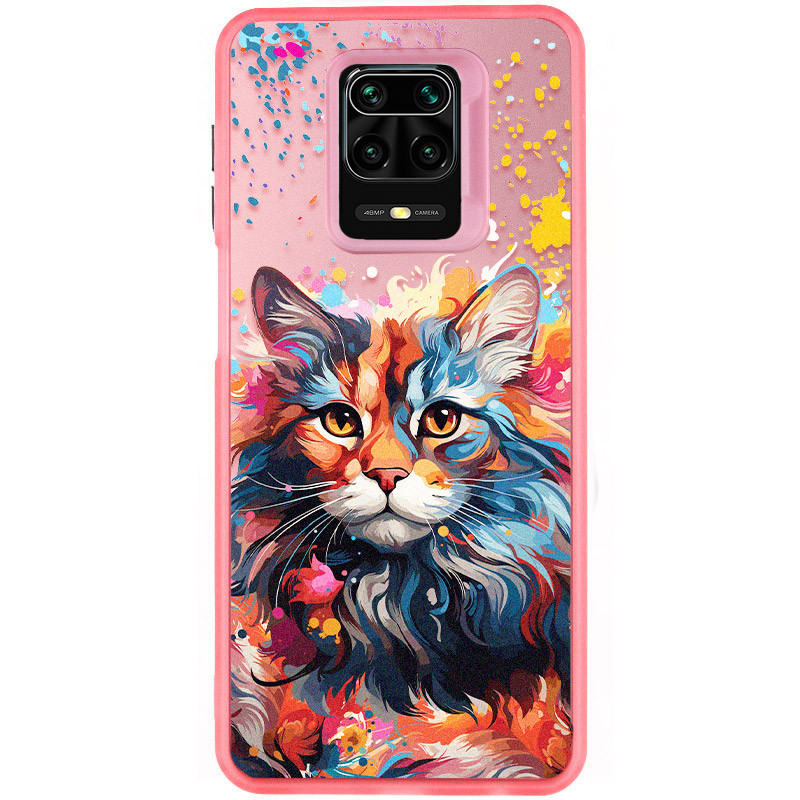 TPU+PC чехол TakiTaki Magic glow для Xiaomi Redmi Note 9s / Note 9 Pro / Note 9 Pro Max (Cat / Pink)