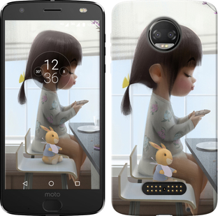 Чехол Милая девочка с зайчиком для Motorola Moto Z3 Play