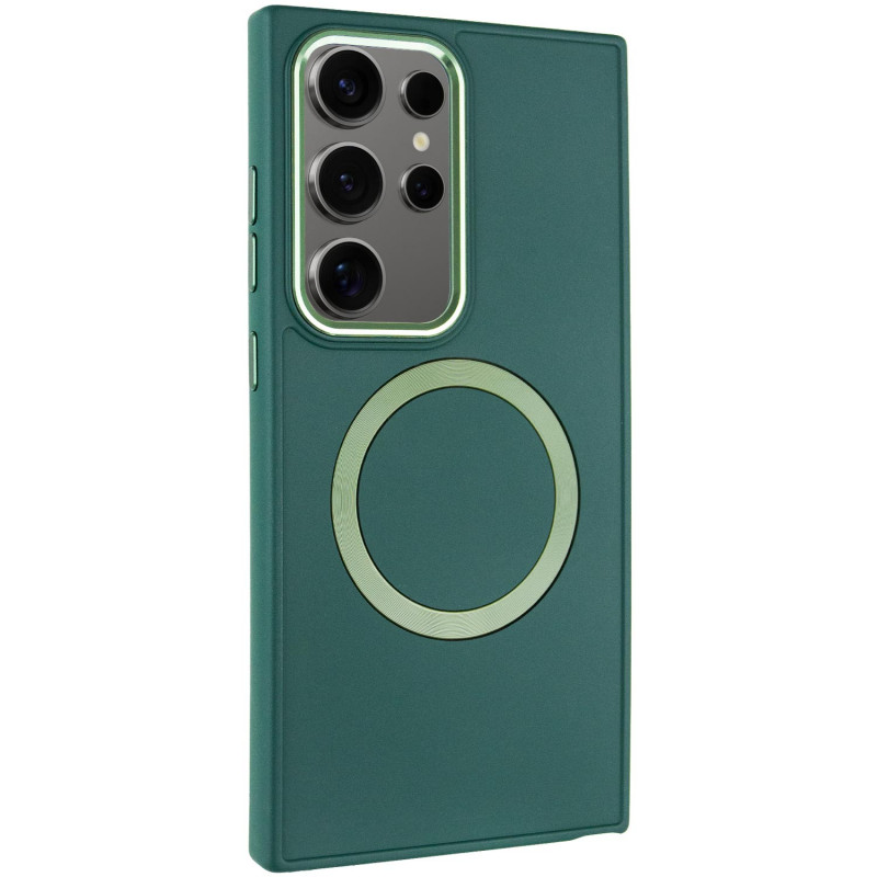 TPU чохол Bonbon Metal Style with Magnetic safe на Samsung Galaxy S24 Ultra (Зелений / Army Green)