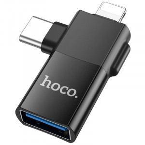 Перехідник Hoco UA17 2in1 Lightning Male/Type-C Male to USB female