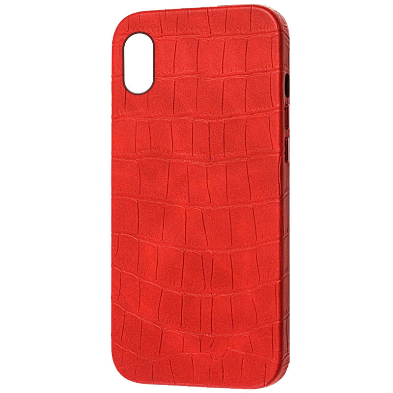 Кожаный чехол Croco Leather для Apple iPhone XS Max (6.5") (Red)