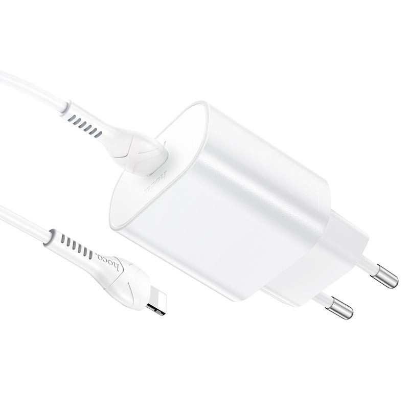 Фото СЗУ Hoco N22 Jetta PD25W (1USB-C) + кабель Type-C to Lightning (Белый) на vchehle.ua