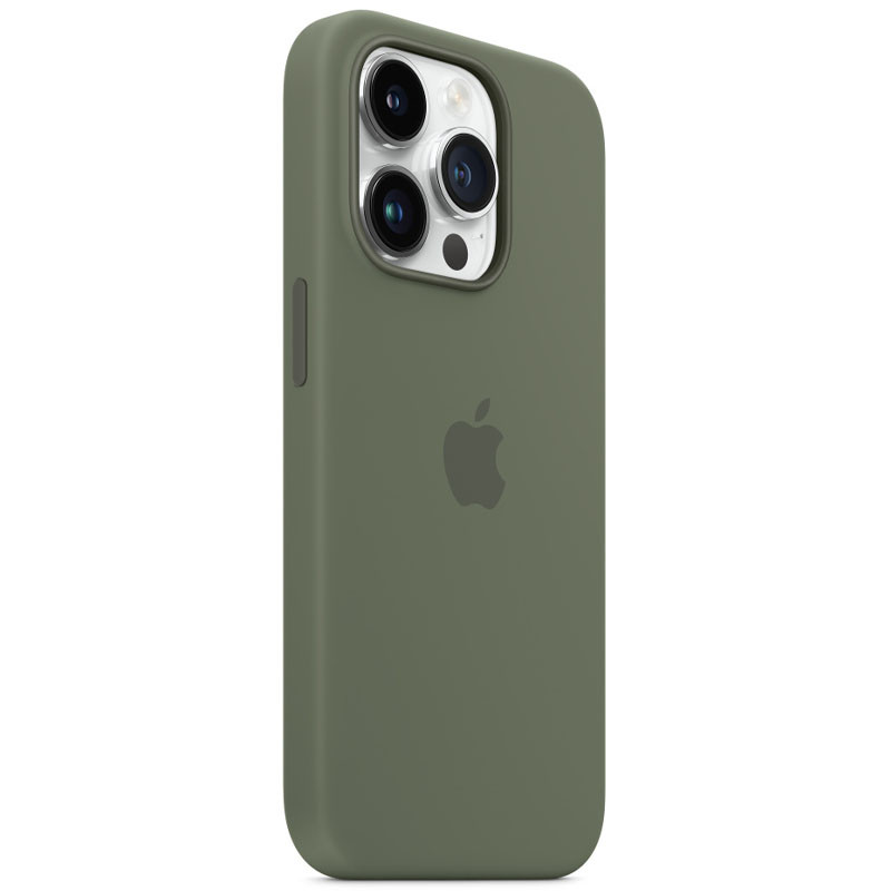 Фото Чехол Silicone case (AAA) full with Magnetic Safe для Apple iPhone 14 Pro (6.1") (Зеленый / Olive) на vchehle.ua
