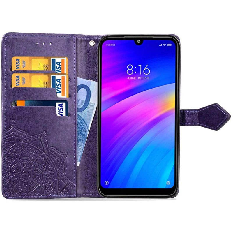 Шкіряний чохол-книжка Art Case з візитницею на Xiaomi Redmi Note 7 / Note 7 Pro / Note 7s (Фіолетовий) в магазині vchehle.ua