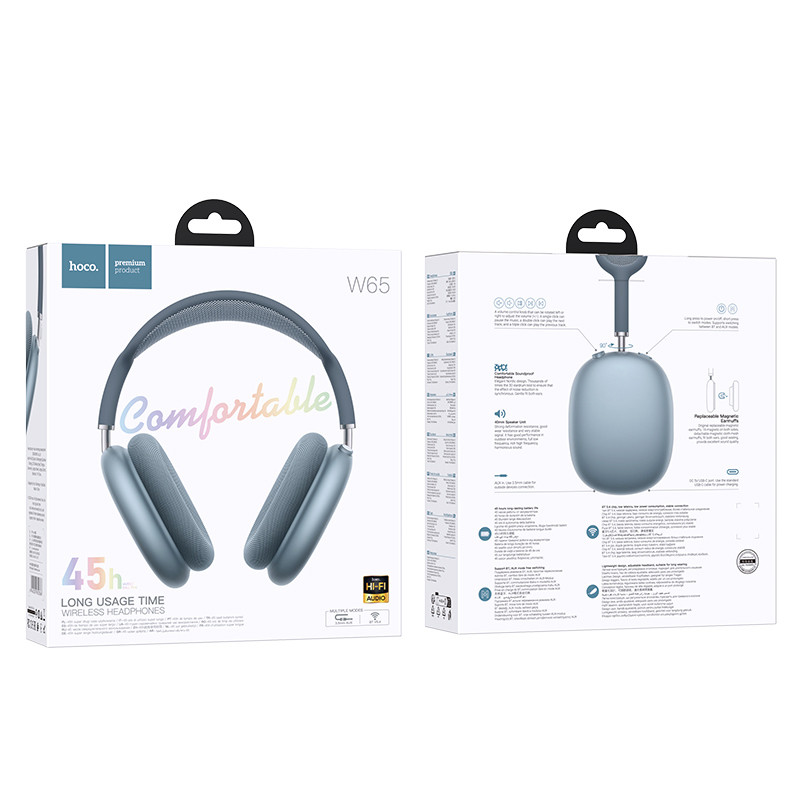 Фото Накладні бездротові навушники Hoco W65 Happy (Blue) в маназині vchehle.ua