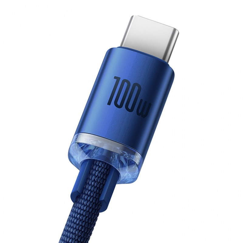 Фото Дата кабель Baseus Crystal Shine Series USB to Type-C 100W (1.2m) (CAJY00040) (Blue) в маназині vchehle.ua