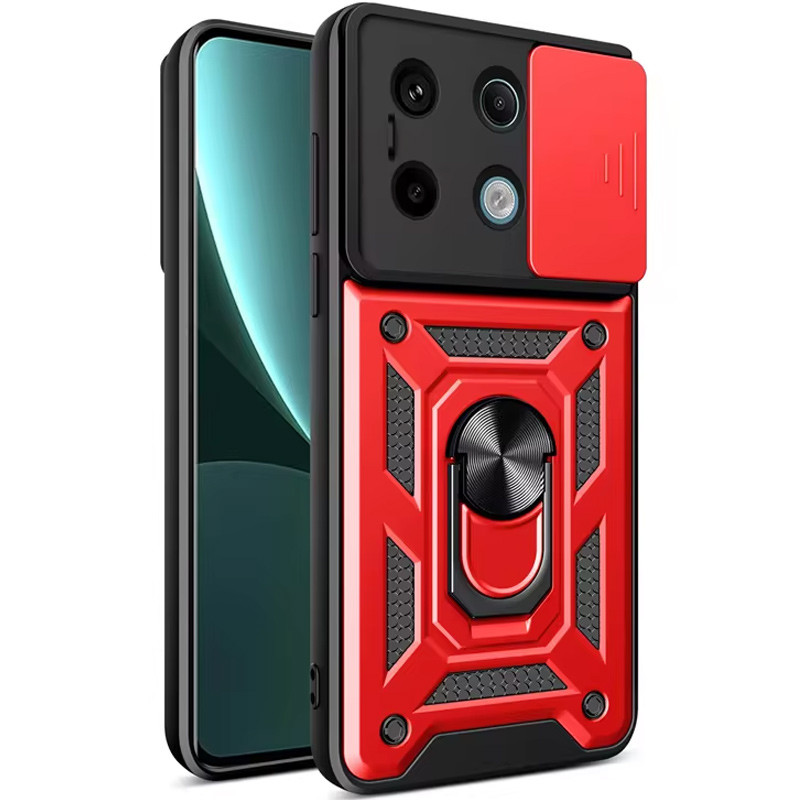 Ударопрочный чехол Camshield Serge Ring для Xiaomi Redmi Note 13 Pro 4G / Poco M6 Pro 4G (Красный)