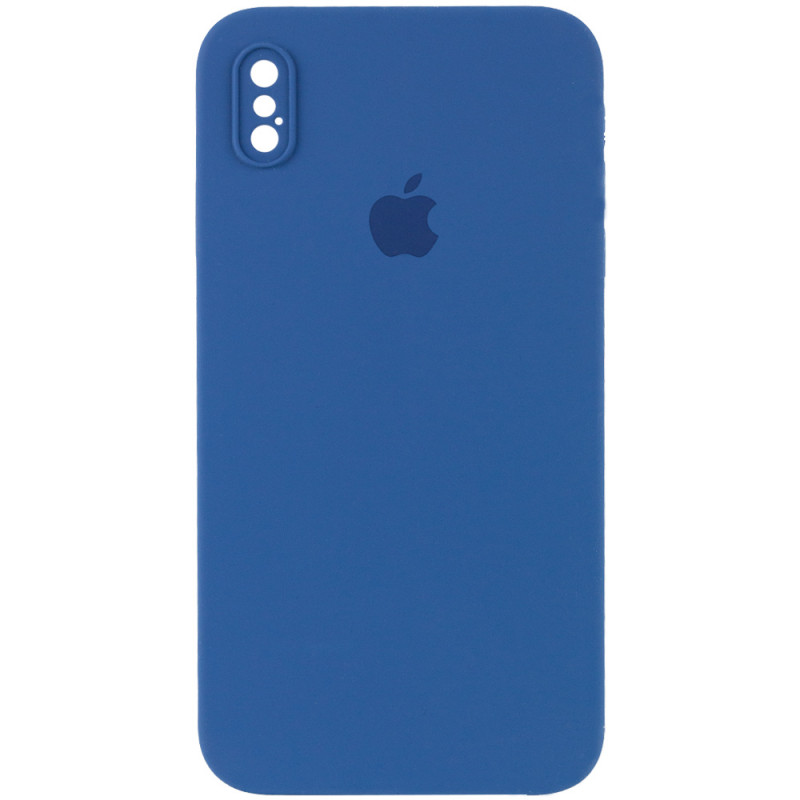Уценка Чехол Silicone Case Square Full Camera Protective (AA) для Apple iPhone XS Max (6.5") (Эстетический дефект / Синий / Navy blue)