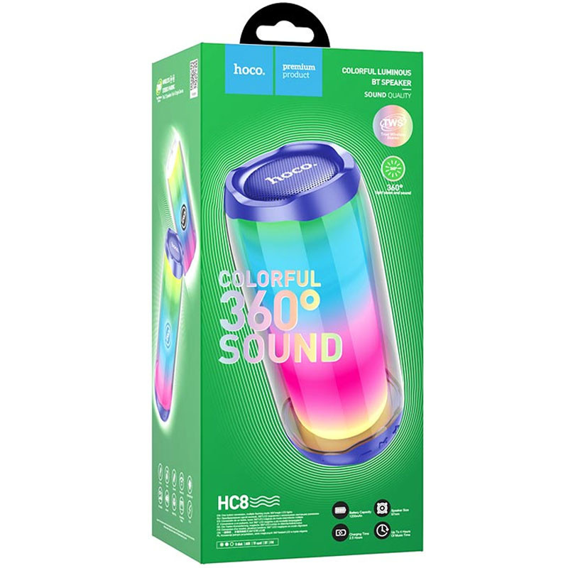 Фото Уцінка Bluetooth Колонка Hoco HC8 Pulsating colorful (Час авт. работи 2,5 год / Синій) в маназині vchehle.ua