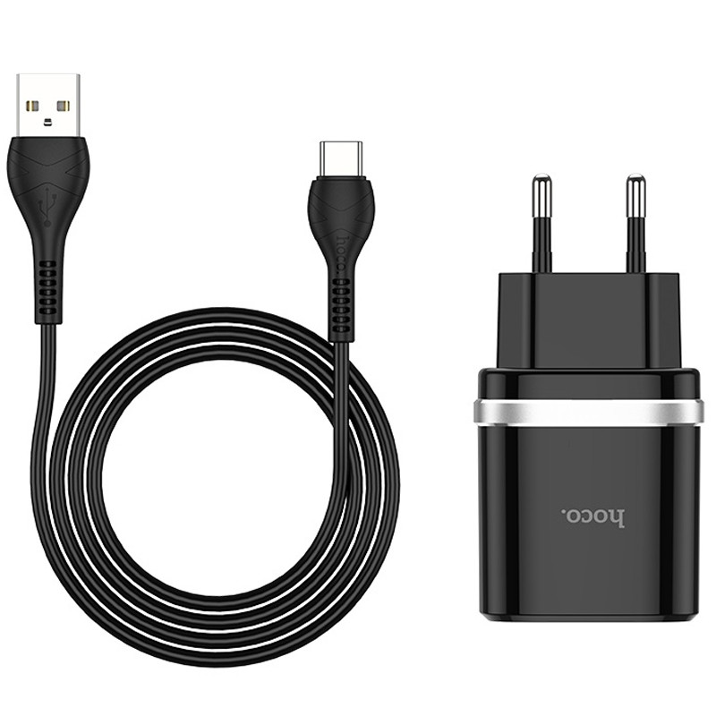 Фото СЗУ Hoco C12Q Smart QC3.0 3A (1USB-A) + кабель USB to Type-C (Черный) на vchehle.ua