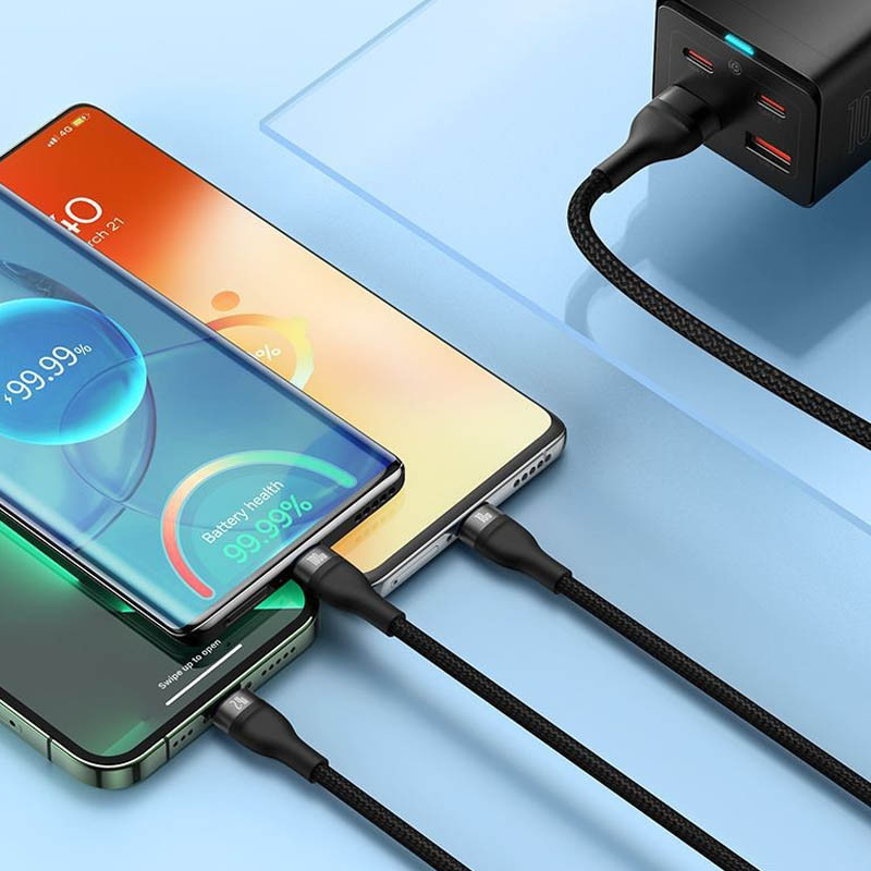 Купити Дата кабель Baseus Flash Series 2 USB to MicroUSB-Lightning-Type-C 100W (1.2m) (CASS03000) (Black) на vchehle.ua