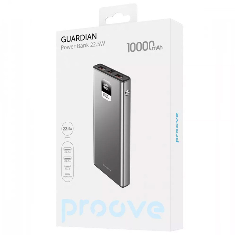 Фото Портативное ЗУ Proove Guardian 22.5W 10000 mAh (Metal gray) в магазине vchehle.ua