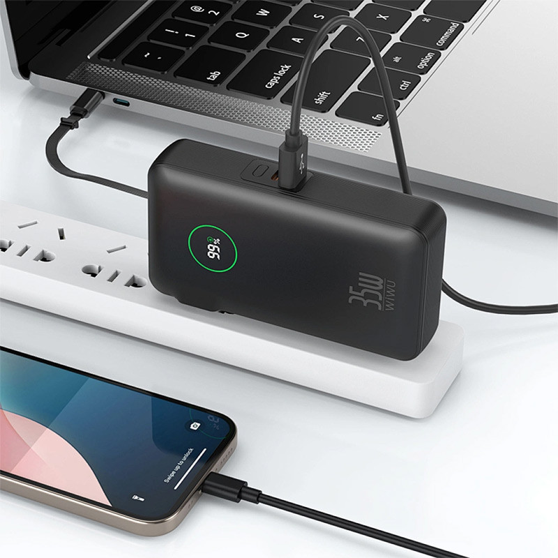 Фото Портативний ЗП Power Bank WIWU Wi-P049 PD20W with cable 10000 mAh (Black) в маназині vchehle.ua
