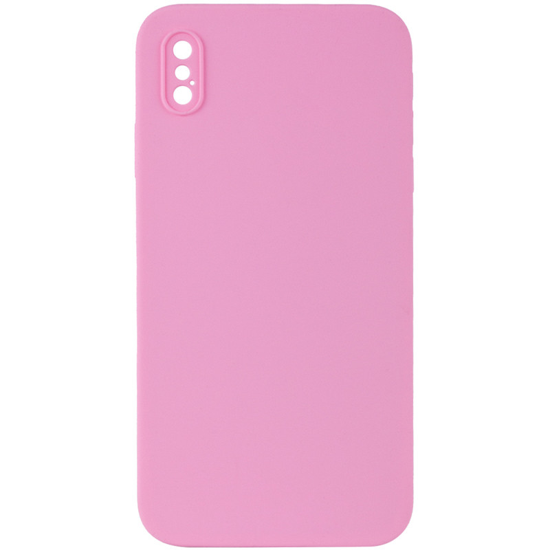 Silicone Case Square Full Camera Protective (AA) NOLOGO для Apple iPhone X / XS (5.8") (Розовый / Light pink)